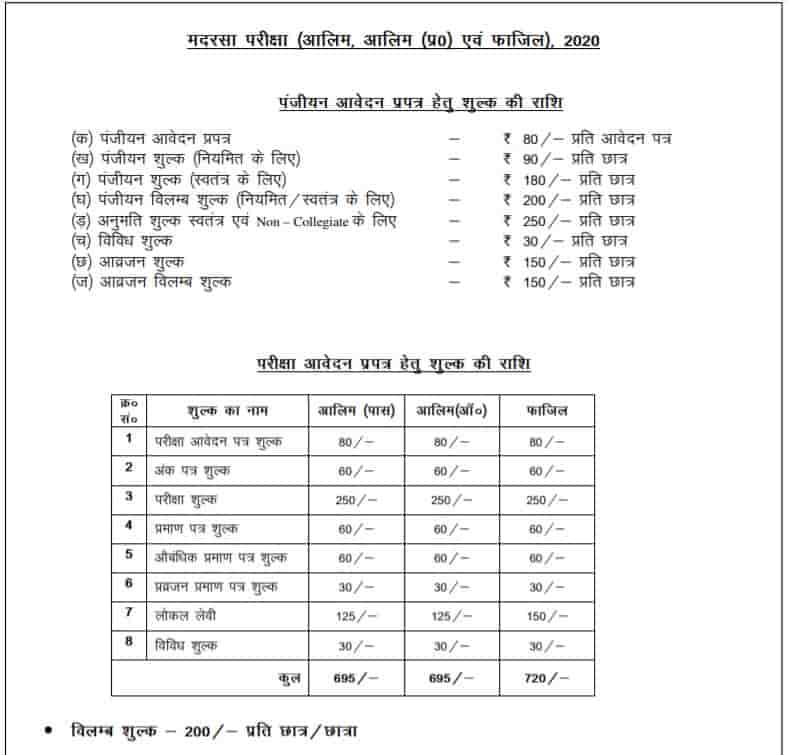 JAC Board ALIM Form Fees